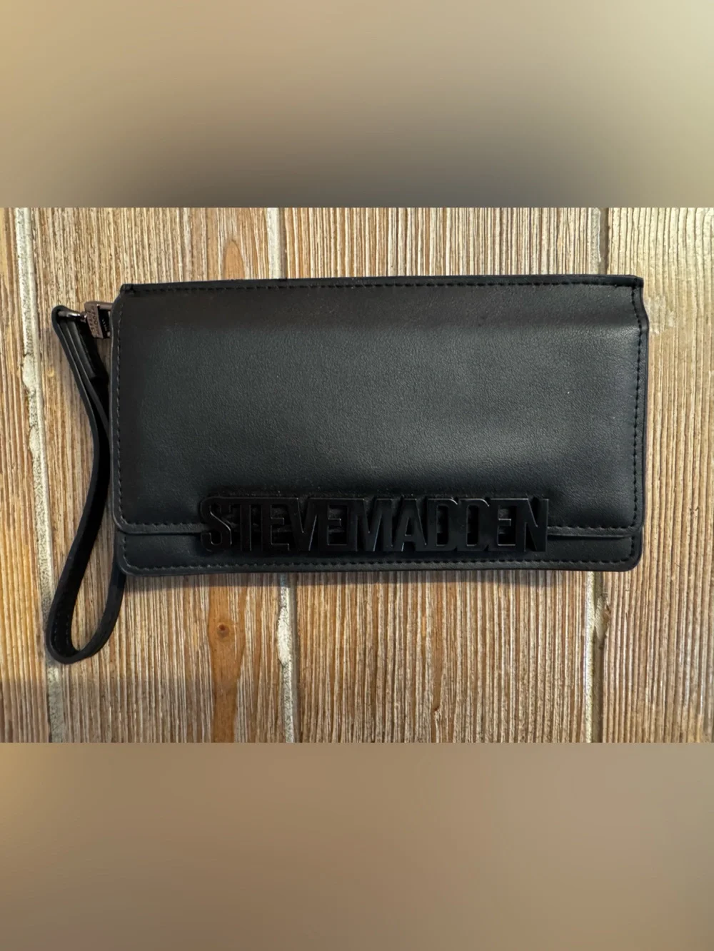 Steve Madden Cabby Black Men’s Wristlet with gun metal hardware Clutch NWOT